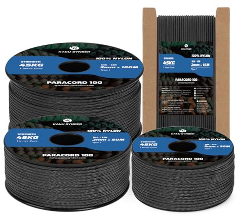2mm Paracord 30m 100% Nylonrep 1 Tråd Typ I Snöre Cord | Stöd 45kg(100lbs), 100% Nylon, Camping, Armband, Utomhus, Durable