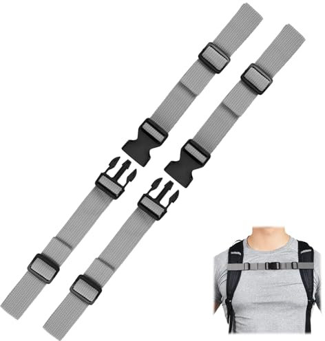2 Stück Verstellbarer Brustgurt Rucksack, 2,5 cm Nylon Rucksack Brustgurt mit Schnellverschluss,Universell für jeden Rucksack,Rucksackriemen für Aktivitäten wie Wandern, Radfahren, Pendeln und Reisen
