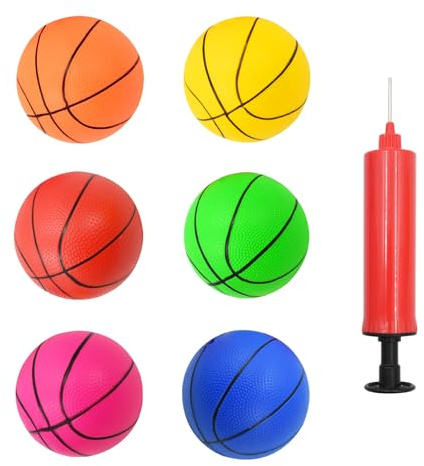 Coriver Mini Basketball, 6 Stück 15cm Buntes Kleine Basketball mit 1 Pumpe, Sport Spielzeug für Indoor Outdoor Poolbälle Strand Spiele, Kleine Basketbälle für Kindergeburtstags Party Geschenke