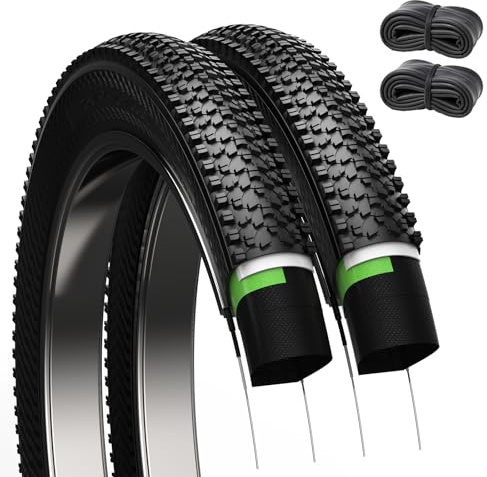 Kulifoo 2 Pack Mountain Bike Tires 26x1.95, 20/24/26-inch Folding Replacement Mountain Bicycle Tires and Tubes with 2 Inner Tubes & Levers, Puncture-Resistant & Wear-Resistant Bicycle Tires