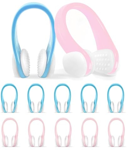 Pinzas para la Nariz, 10 Piezas Pinza Nariz Natación Silicona Impermeable, Nariz para Natación, Reutilizable/con Caja Almacenamiento/Multicolor, para Ducha Piscina Surf A Partir de 7 Años