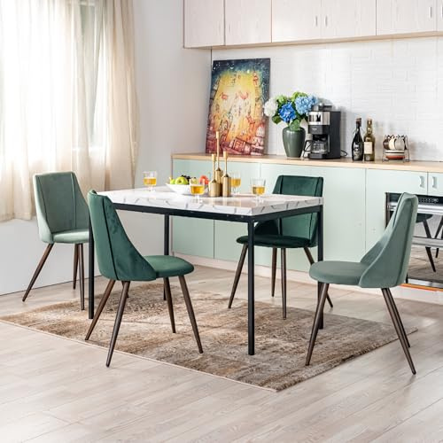 FurnitureR Tables de Salon en Imitation Marbre Blanc, Style Épuré et Élégant pour 4 à 6 Personnes, Plateau en Bois Epais avec Structure Métallique, pour Cuisine, Salle à Manger, Salon, 120 x 70 x 75cm