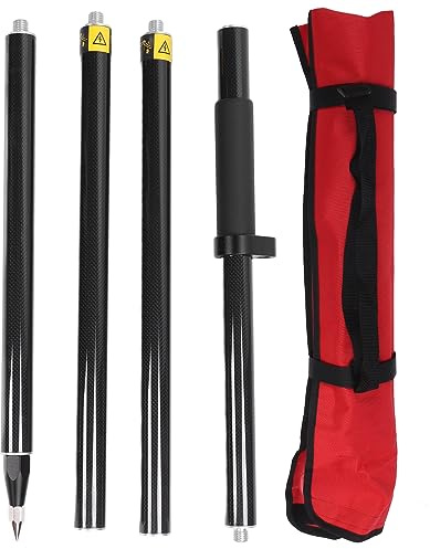 Prism Pole Surveying Rod, Aluminum Alloy, 4 Section 2 Meters - Stable Thickened Design, Easy Level Bubble, Accurate Measurement for Surveyors and Construction