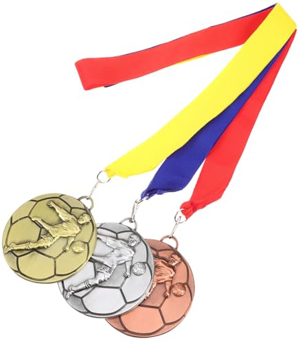 Gatuida Medallas en Aleación de Competición Diseño Elegante y Artesanía Superior Juego de 3 Piezas Redondas de Fútbol para Competición Profesional y Día Deportivo