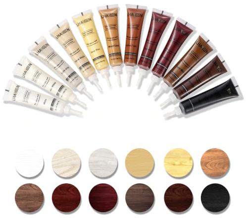 Wood Furniture Repair Kit 12 Colours | Wood Filler Scratch Dent Stain Repair | for Cabinets, Tables, Floors & Doors | DIY Home Wood Restoration