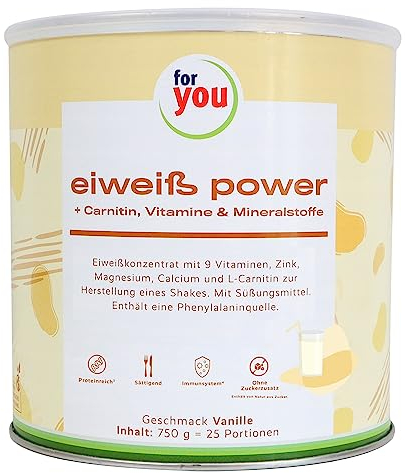 for you Power Eiweiß-Pulver nach Dr. Strunz Vanille 750g - gut lösliches Mehrkomponenten Eiweiß: Molke, Soja-, Milch-, Hühnerei-Protein + L-Carnitin Vitamine Mineralstoffe - Chemical Score 156