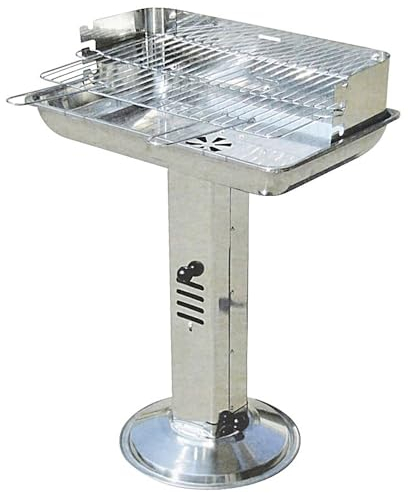 Barbecue sur pied en acier inoxydable - Barbecue de jardin au charbon de bois