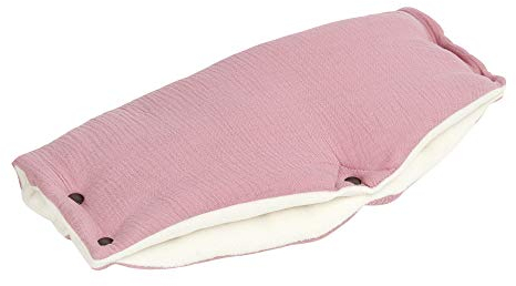 KraftKids Kinderwagenmuff in Musselin rosa, Kinderwagen Handschuhe Breite 48 cm Tiefe 23 cm, Buggy Handwärmer mit Liebe handgefertigt in der EU