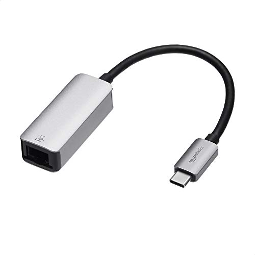 Amazon Basics USB 3.1 TypCaufRJ45GigabitEthernetAdapter, mit Aluminiumgehäuse, Grau, 5,23 x 2.06 x 1,5 cm