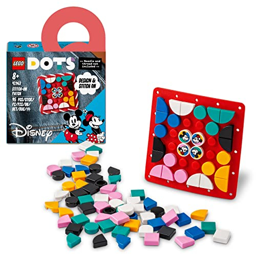 LEGO 41963 DOTS Disney Mickey and Minnie Mouse Stitch-On Patch Age 8+, DIY Toy Badge Making Kit to Decorate Clothes, Backpacks and More, Craft Kit for Kids aged 8 Plus