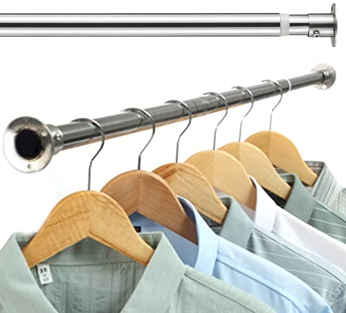Harrms Clothes Rail 110-137cm, Extendable Wardrobe Rail Silver, Stainless Steel Clothes Hanging Pole Heavy Duty Wardrobe Pole and Fittings for Bedroom