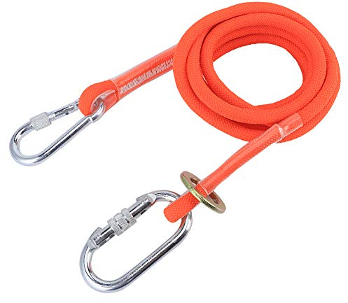 MOUMOUTEN Línea de Seguridad de 3 Metros para Trabajos aéreos, Cuerda de arnés anticaídas con mosquetón, mosquetones Grandes, protección para construcción eléctrica