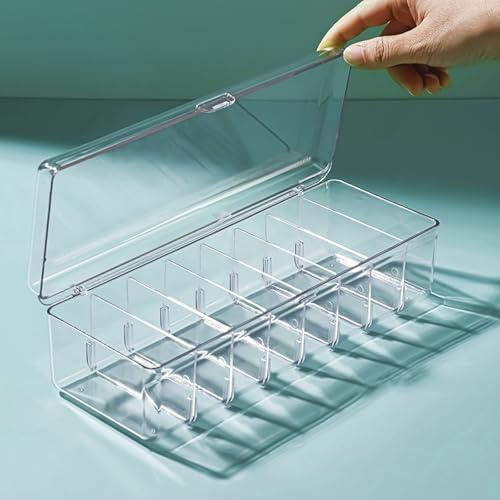 Cabilock Sports Card Collector Box with Lid - Clear Acrylic Business Card Holders for Office Desk Organizer, 1Pc