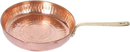 BishtHub Pure Copper Fry Pan Tadka Pan, Skillets Frying Cooking Serving Dishes Home And Hotel Restaurant Kitchen Item- 350 ML