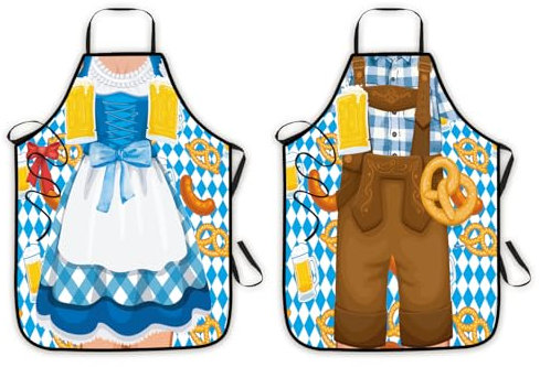 Blinket Funny Oktoberfest Bavarian Apron for German Beer Festival Costume - Novelty Kitchen Cooking BBQ Baking Apron - Dirndl Apron for Oktoberfest Party Style C