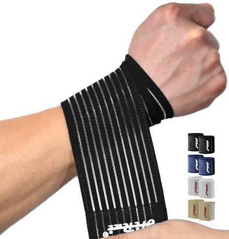 HiRui 2-Pack High-Elastic Wrist Support Straps Wrist Compression Bandage - Wrist Wraps Wristbands for Carpal Tunnel Arthritis Tendonitis Weightlifting Tennis Basketball - Breathable Soft (Black)