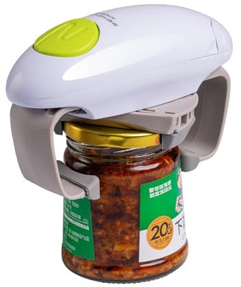 Electric Opener Can Jar Bottle Openers Smooth Edge Portable One Touch Automatic Opening Kitchen Gadget Tool Battery Operated Hands-Free for Seniors Arthritis Arthritic Eliminate Hand Pain, White
