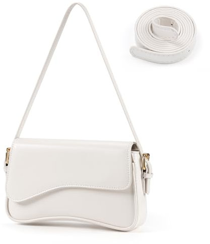 Etercycle Umhängetasche Damen, PU Leder Crossbody Bag mit 2 Schultergurt Vintage Handtasche Y2K Schultertasche für Frauen Trendy Taschen (Beige)