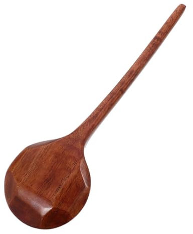 IMIKEYA Japanese Long Handle Wooden Soup Spoon Large Asian Ramen Ladle Round Soup Spoon for Cooking and Eating Porridge Kitchen Utensil