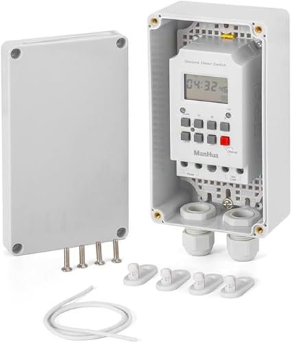 Digital Timer Switch, IP65 Waterproof for Electrical Equipment,230VAC 30A Digital Timer Plug Socket, Programmable Timer Relay Switch, with 10 ON-Off Programs and Random Mode (A)