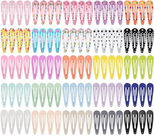 WD&CD 100 Pcs 2 Inch Hair Clips for Girls, Metal Snap Hair Clips Cute Hair Barrettes Candy Color Hair Accessories for Baby Girls Toddlers Kids, 25 Colors