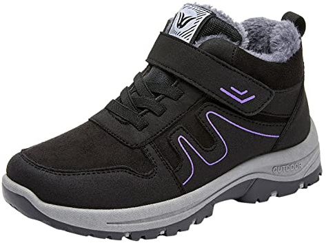 cfpqv Zapatos de invierno para mujer, impermeables, botas de nieve, botas de invierno para mujer, forradas, zapatos de senderismo, zapatos de trekking, antideslizantes, para exteriores, zapatillas de