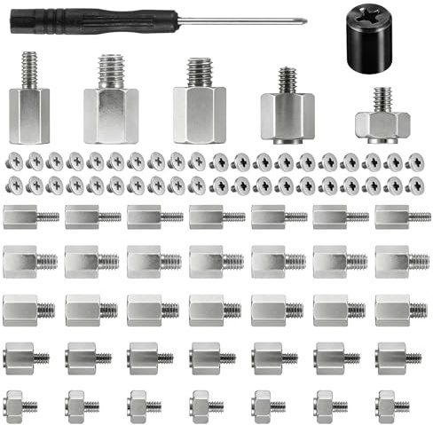 80Pcs M.2 Nvme SSD Screw Kit, M.2 and M.3 SSD Screw and Standoff Kit M.3 Mounting Screws for Motherboard, Laptop, PC