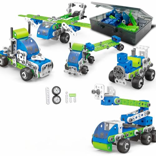 Genérico Juego de Construcción 175 Piezas 18 en 1 – Kit Stem de Montaje para Niños y Niñas, Construye Coches, Aviones, Grúa, Camión y Más, Juguete Educativo Creativo, Regalo 6-12 Años