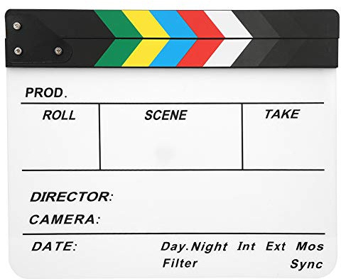 Ejoyous Claqueta de Cine Clap-Stick Tiza Fácil de Borrar para Recuerdos de Películas (Pizarra de Tiras de Colores (PAV1))