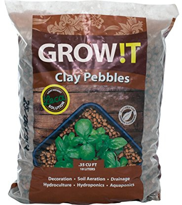 GROW!T GMC10L - 4mm-16mm Clay Pebbles, Brown, (10 Liter Bag) - Made from 100% Natural Clay, Can be used for Drainage, Decoration, Aquaponics, Hydroponics and Other Gardening Essentials