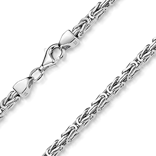 MATERIA 925 Silber Königskette Herren Halskette 3mm diamantiert rhodiniert 45 50 55 60 65 70 80cm + Schmuck Box #K56, Länge Halskette:60 cm