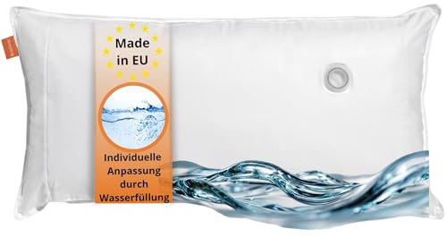 sleepling 190112 cuscino ad acqua ortopedico 50 x 70 cm, 100% cotone, Made in EU, lavabile fino a 40 gradi, bianco