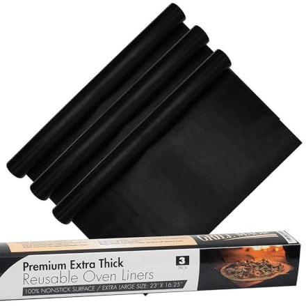 Non-Stick Heavy Duty Oven Liners 3-Piece Set & 3 pack grill mat Thick,Heat Resistant Fiberglass Mat-Easy to Clean-Reduce Spills, Stuck Foods and Clean Up- Cooking Accessory, by Grill Magic