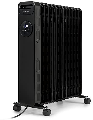 Klarstein Thermaxx Heatstream Radiateur à bain d'huile électrique, puissance 2500 W, jusqu'à 50 m², plage de température : 5-35 °C, minuterie 24 h pour fonction on/off, affichage numérique, hyperheat,