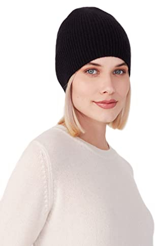 Style & Republic Kaschmir Sport Mütze-Beanie Damen aus 100% Cashmere - Dein kuscheliger Premium Strick Beanie für stilvolle Herbst- & Winter-Momente - Schwarz