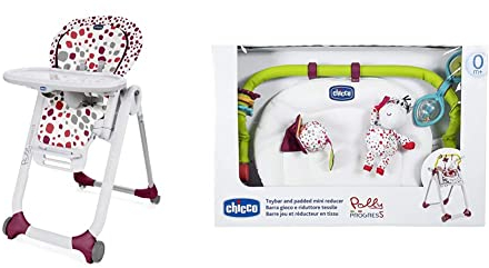 Chicco Polly Progres5 Seggiolone Pappa Regolabile per Bambini 0 Mesi - 3 Anni (15 kg), Trasformabile in Rialzo Sedia Bambini & Kit 0+; Set composto da Game Bar e Textile Reducer