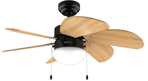 Cecotec Takfläktar EnergySilence Aero 360 Black&Wood - 50W, Diameter 92Cm, 3 Hastigheter, 6 Vändbara Blad, Vinter-Sommarläge, Enkel Användning, Kedjebrytare