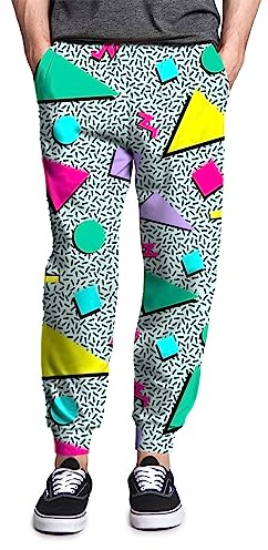 Htrewtregregre Lustige 80er-Herren-Jogginghose, lässig, modisch, Kordelzug, Laufhose mit Taschen, 90er-Jahre-Kostüm für Herren, Vintage 80er 90er Jahre Outfits, X-Groß