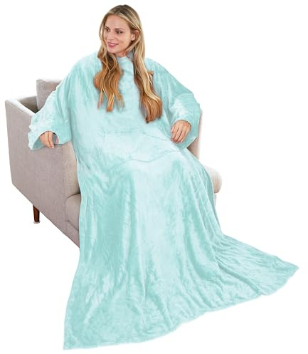 Catalonia Classy Coperta indossabile con Maniche Regalo per Adulti Donne Uomini, Extra Caldo Pile Leggero Accogliente Coperta Corpo, TV Avvolgere Coperta di Lancio con Tasca