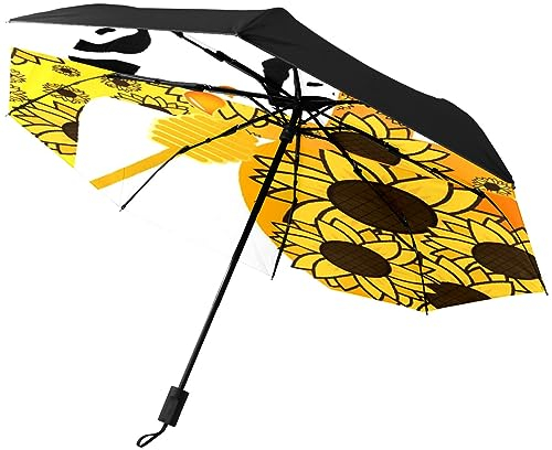 GISPOG Parapluie pliable automatique, tournesol Love Miel, étanche, compact, pour le soleil et la pluie, 1 couleur, taille unique