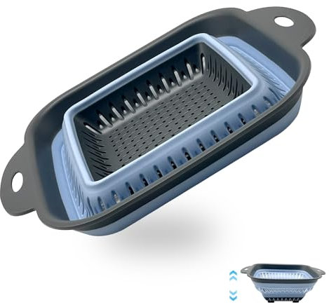 Faltbarer Seiher Küche Silikon Klappbar Abtropfsieb Nudelsieb Set, Küchensieb Abwaschschüssel Spülbecken Sieb, Spülbecken Abflusskorb,waschbecken sieb (Quadratisch)