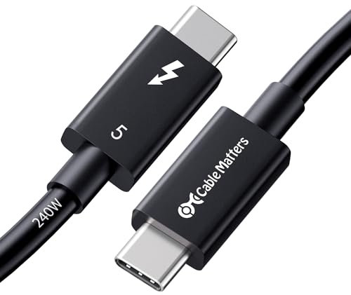 Cable Matters [Intel Certified] 80Gbps Thunderbolt 5 Kabel mit bis zu 120Gbps Bandbreitenverstärkung und 240W Ladeleistung in Schwarz - 0,3m, Kompatibel mit Thunderbolt 4, USB 4 und USB-C