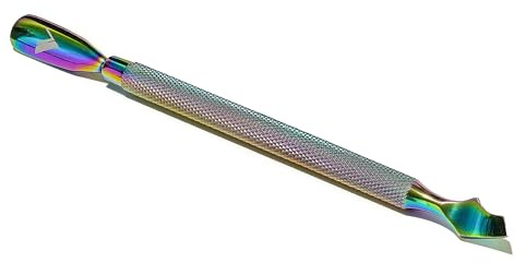 V Beauty Cuticle Pusher Nail Tool (Highlighted) - 2-In-1 Non-Slip Nail Cleaner Cuticle Remover for Clean & Healthy-Looking Fingernails & Toenails - Cuticle Scraper Nail Tool for Manicure & Pedicure