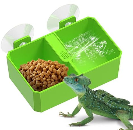 Chamäleon-Napf, Chamäleon-Futternapf,Chamäleon Futternapf Wassernapf | Reptilien-Futternapf mit Saugnapf, 2 Gitter-Wasser-Futternäpfe, Abnehmbarer Reptilien-Futternapf