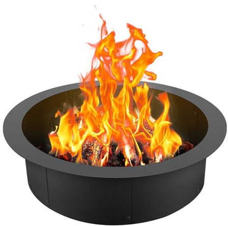 VEVOR Aro para Hoguera Diámetro Exterior 914,4 mm, Diámetro Interior 762 mm, Altura 254 mm, Revestimiento de Acero al Carbono, Anillo para Fogata sobre o en el Suelo, para Acampar al Aire Libre