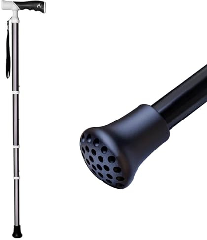 Nordic Walking stavar Telescopic Walking Lätt vandringsstav med T-handtag Justerbara vandringsstavar för två ändamål för kvinnor och män(Schwarz,38~105cm)