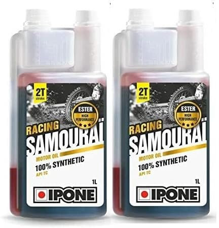 IPO.NE 2 litri olio sintetico SAMOURAI motori 2 Tempi essenza fragola compatibile con scooter moto 2 Tempi