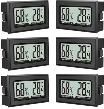 6PCS Pixelure Thermomètre Hygromètre Mini Numérique Thermomètre Intérieur Thermometre Frigo Digital, D'ambiance Moniteur de Température et Humidimètre à Haute Précision Capteur Humidité Température