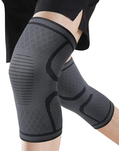 SUPERWSLING Genouillères Sport Pro 2 Pack M - Confort Respirant avec Soutien Élastique (Noir/Gris) - Maintien Ligamentaire pour Fitness, Running & Quotidien