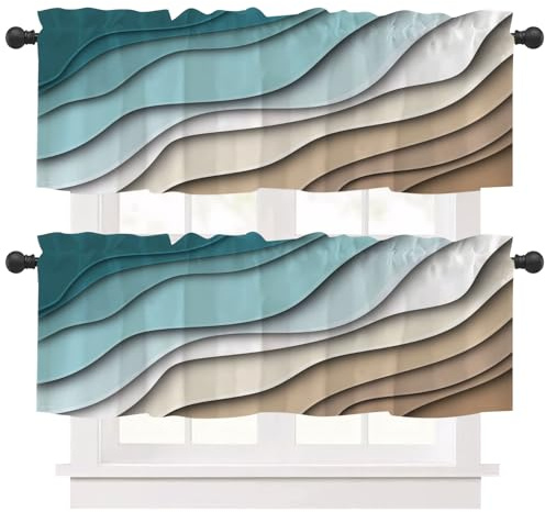 Ausing Cortinas Cortas Instalación rápida Elegantes Cortinas de Cristal para Dormitorio Cocina y Bar 2Pack